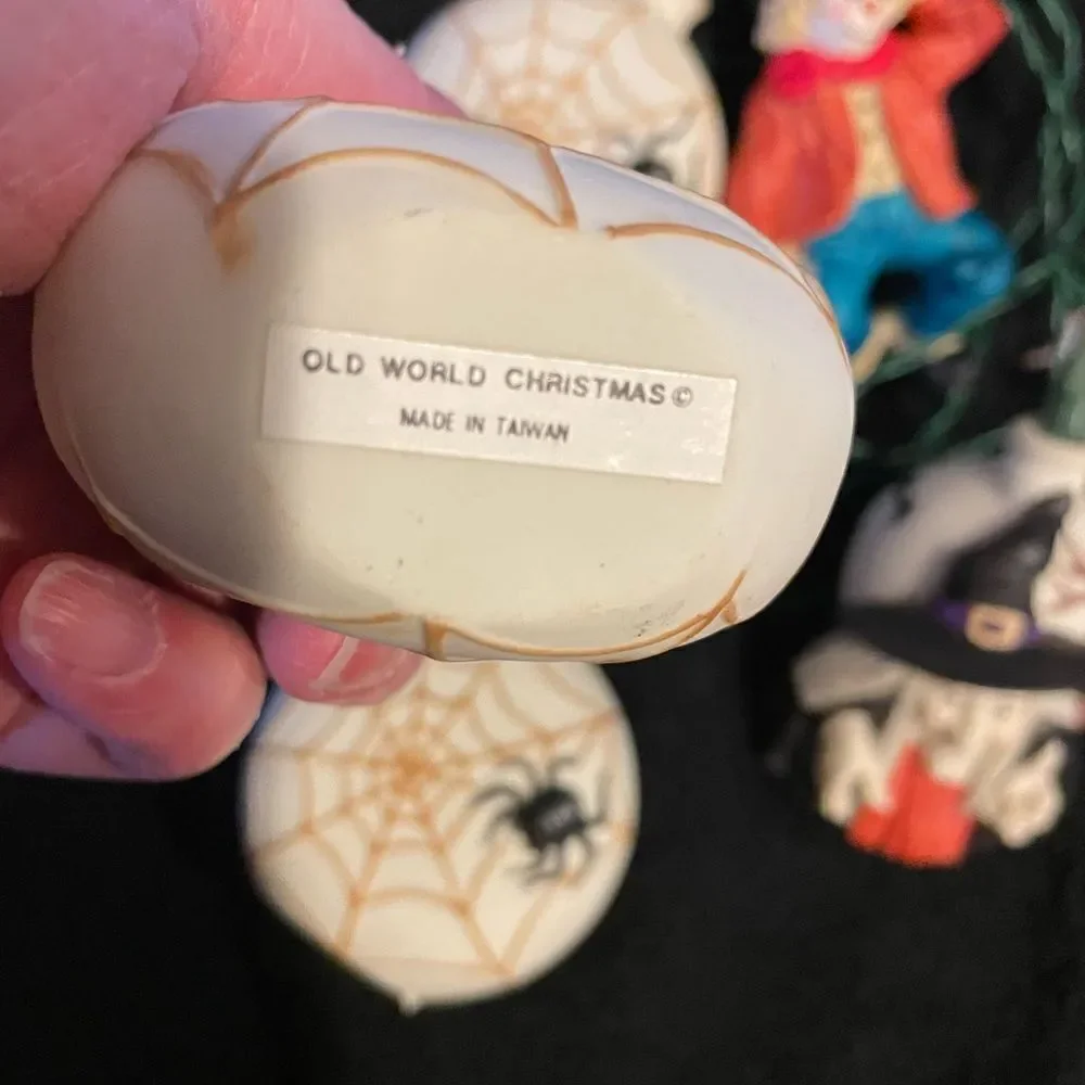 RARE Old World Christmas 1983 Halloween Witch Spider Scarecrow String Lights